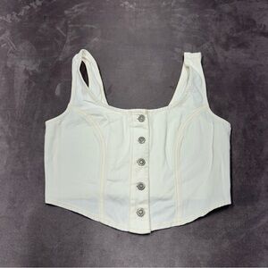 Japna White sleeveless corset bustier Women's M Ivory Button-Front Crop Tank Top